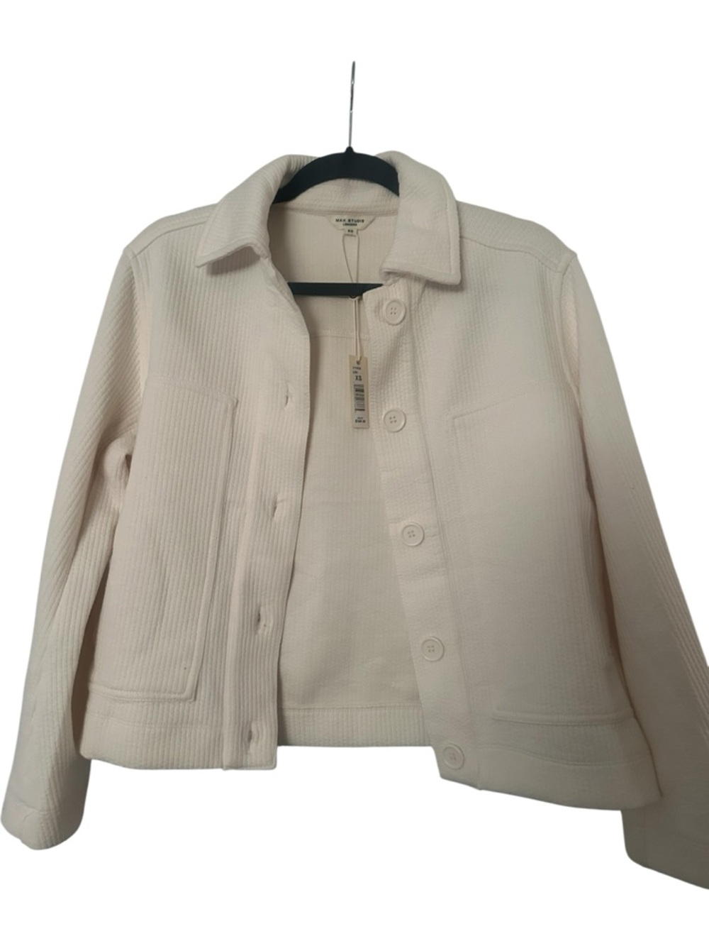 Max Studio London Cream Quilted Button-Front Jacket